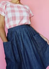 Preorder Linen/Cotton Pink Gingham Peggy Top with free postage