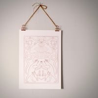 Image 1 of Cats Art Nouveau Print A4 + Sample card