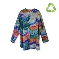 Image 1 of ♻️ UPCYCLED XL Eileen Fisher 100% Organic Linen Top in Earthy Rainbow Geode Ice Dye