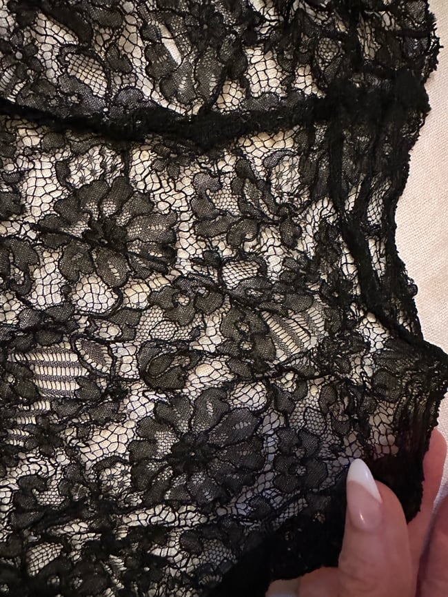 1920s noir tissue silk and handmade lace dress 