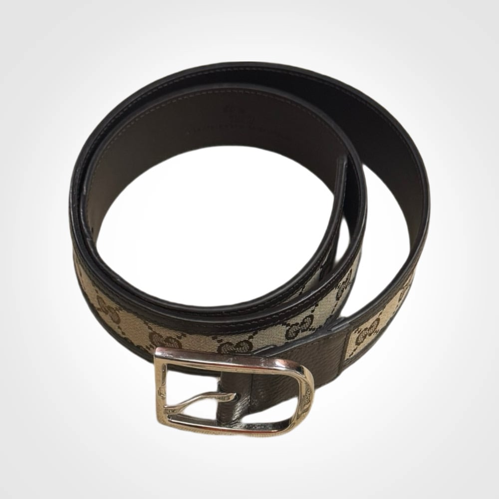 Image of Gucci GG Canvas  Leather Belt