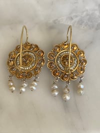 Image 3 of Oaxacan Pearl & Gold Earrings Earrings