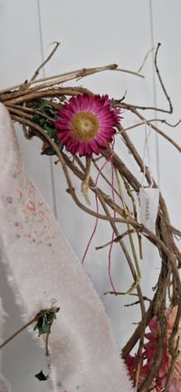 Image 3 of Handmade Wreath with Dried Strawflowers