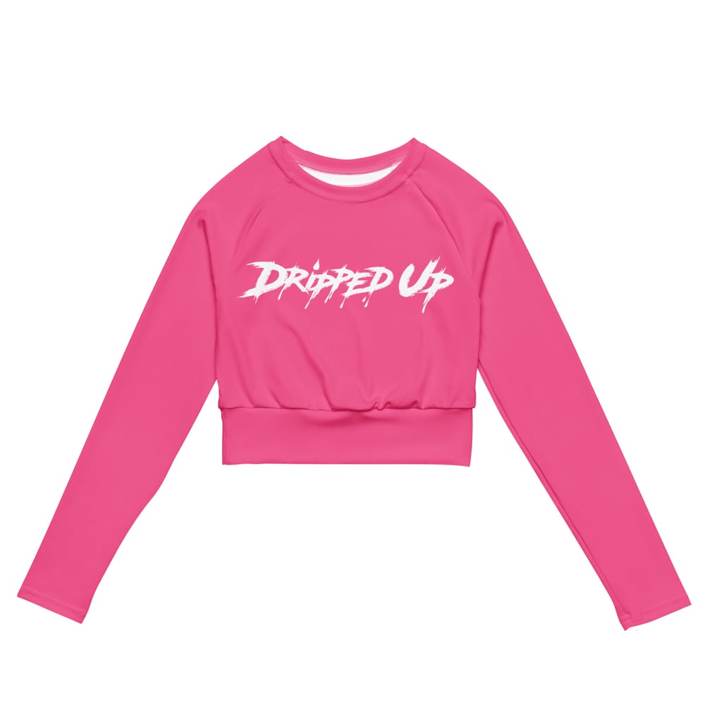 Dripped Up Long Sleeve Crop Top (Pink/White)