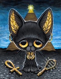 Image 1 of Black Cat Bastet Original Acrylic Painting