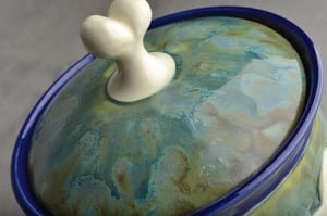 Image of Dog Treat Jar Green Blue Drippy "Muffin"