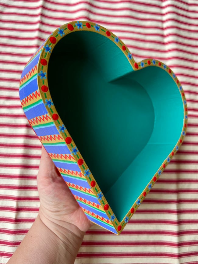 Heart shaped wooden tray