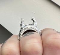 Image 2 of Pewter Devil Horn ring size O