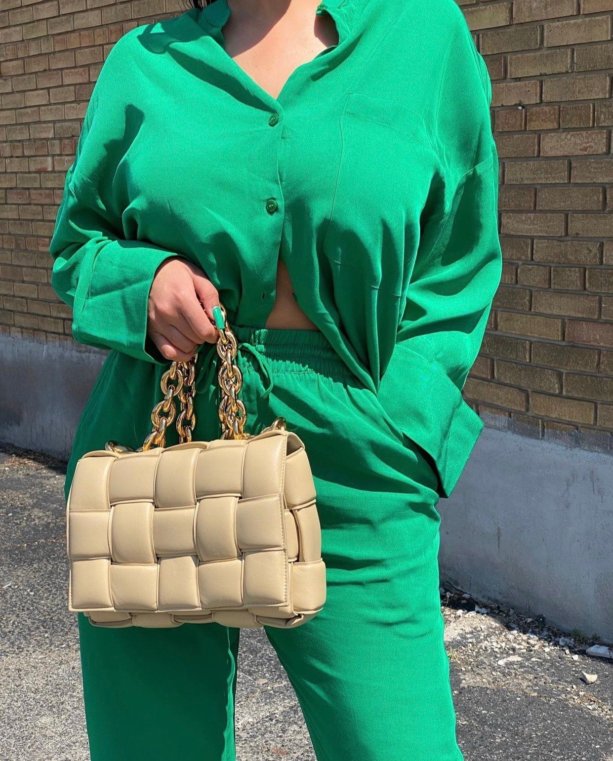 green leather set zara