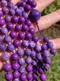 Image 3 of Charoite Phosphosiderite Mala Necklace, Phosphosiderite Charoite 108 Bead Hand Knotted Gemstone 
