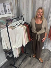 Image 1 of Shelly - Fine Knit Tie Front Shrug 