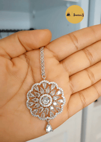 Image 4 of Yami_American Diamond Jhumka Set with Tika