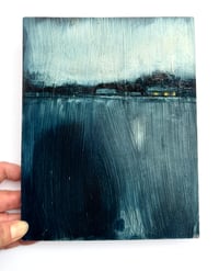 Image 2 of Distant Winter original oil painting on wooden panel