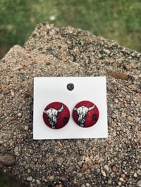 Red Bull Head Button Earrings