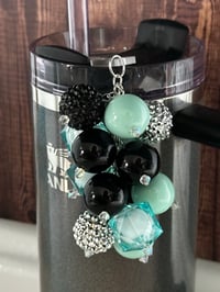 Image 2 of Midnight Glitz Black and Teal Glitz Tumbler Straw Bauble