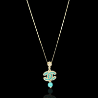 Image 3 of Teal Pearl Coco Chanel Necklace