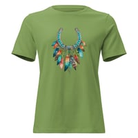 Image 6 of Women's Relaxed T-Shirt, Feathers and Turquoise Horseshoe Tee, Western