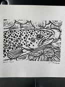 Image 2 of Brown Trout Lino Print