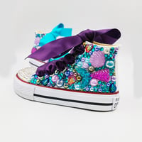 Image 3 of Toddler girl Kids bling pearl customized Canvas shoes