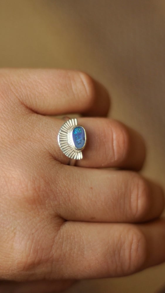 Image of Boulder Opal Eclipse Ring 
