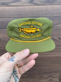 Image 1 of Green and Yellow Catchin Kitties Unstructured Five Panel Hat