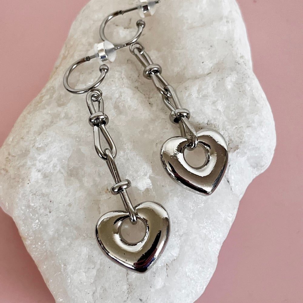 Image of Heart and Chain Half Hoops