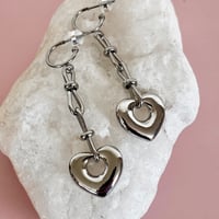 Image 2 of Heart and Chain Half Hoops