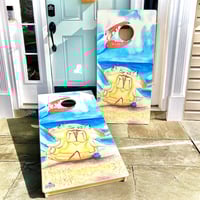 Image 6 of Brackish Wooder Cornhole Boards - Chesapeake Bay Blue Crab - Watercolor - MT2053