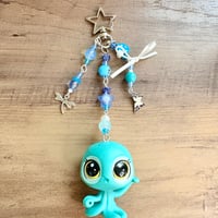 Handmade LPS Blue Octopus Keychain: Beaded Charm