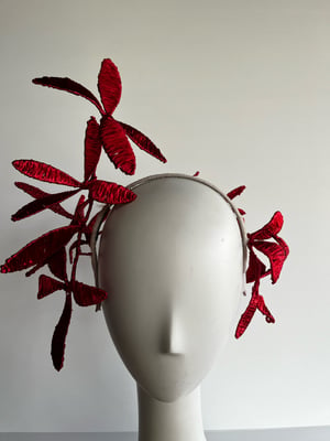 Image of Red raffia headpiece  SOLD