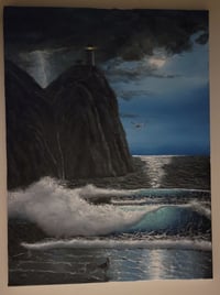 night seascape original oil on canvas 18x24 