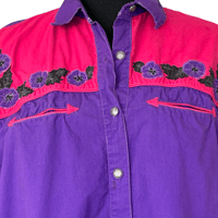 Image 7 of Vintage 90s Rodeo Western Wear Purple and Pink Button up Cotton Shirt -Size L