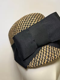 Image 2 of Black & tan straw cap w bow 