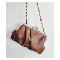 Image 1 of Cognac Pleated Leather Handbag/Clutch
