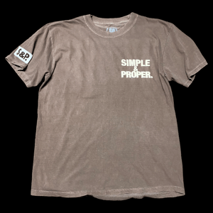 Image of S&P-“Stacked Type” Puff Logo Tee (Espresso Brown)