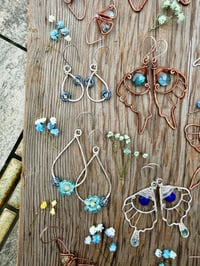 Image 6 of Small Spring Bouquet Earrings with Sapphire