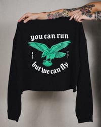 Image 1 of Women's Cropped 'You Can Run' Crewneck (Black)