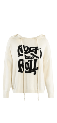 ROCK & ROLL Slogan Knitted Hoodie