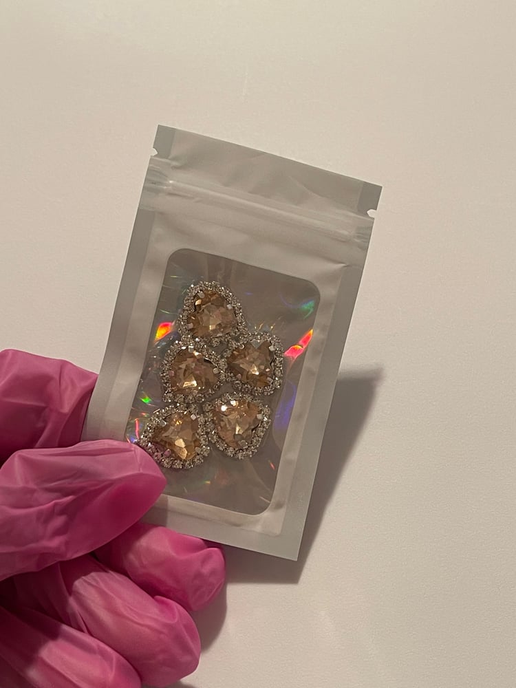 Image of GOLD CHAMPAGNE BLING HEARTS