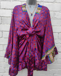 Image 4 of Red blue green Amara wrap dress -