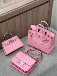 Image 1 of Pink Ostrich Leather