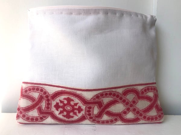 Image of claudine french vintage trimmed red and lilac bag