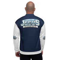 Image 2 of Unisex Bomber Jacket navy/white