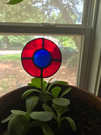 Image 1 of Stained glass shorter plant stake 03