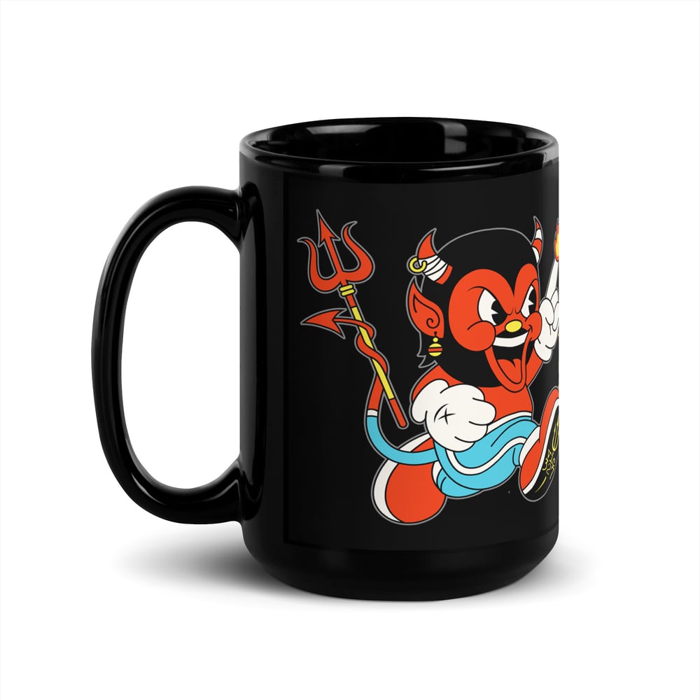 Red Devil Vic-Black Glossy Mug