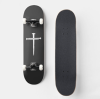 Image 4 of Three Nail Cross 8 1/4" Skateboard  Black and White 
