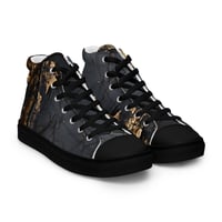 Image 18 of Gold and Black Tattered Texture Look Goth Inspired Women’s high top canvas shoes