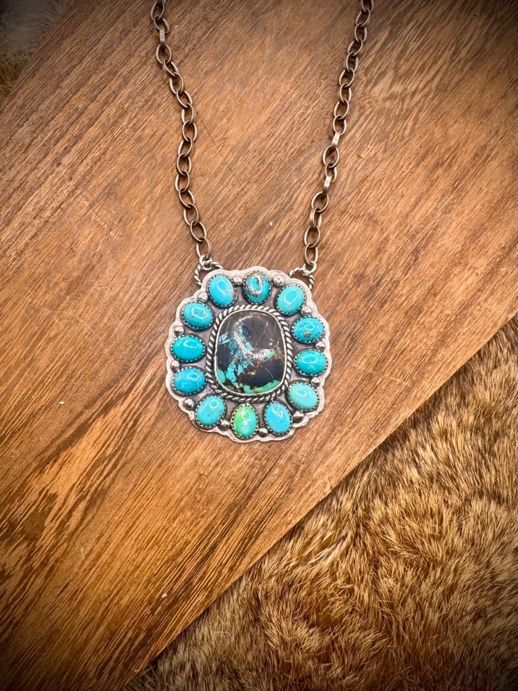 Image of Blackjack & Kingman Cluster Necklace