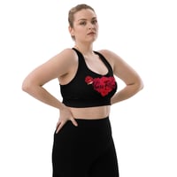 Image 3 of Red and Black Roses Longline Sports Bra