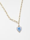BLUE AND WHITE HEART CHARM NECKLACE